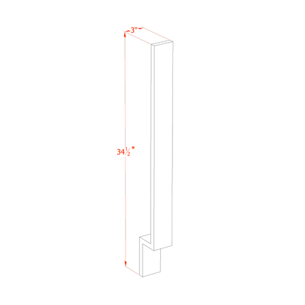 Slim White - Base Filler 3" - 03"W x 34-1/2"H x 3/4"D