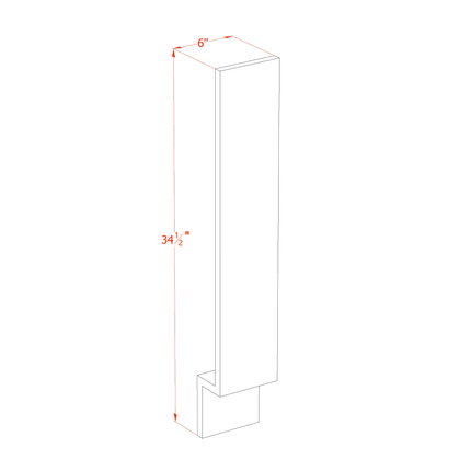 Light Grey Shaker - Base Filler 6" - 06"W x 34-1/2"H x 3/4"D