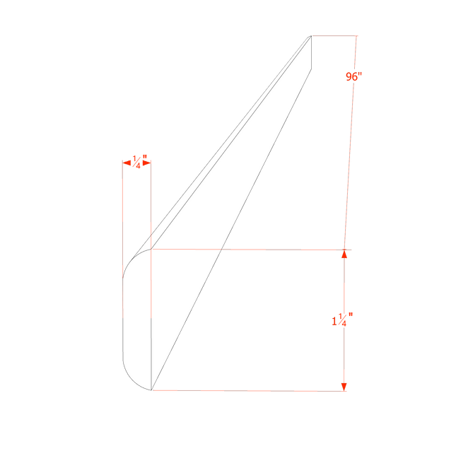 White Shaker - Batten Molding - 96"W x 1-1/4"H x 1/4"D