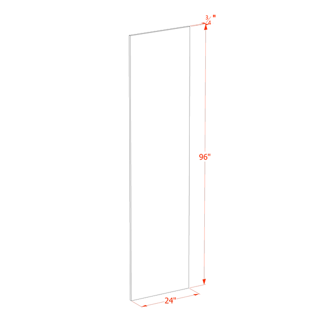 Grey Shaker - End Skin Panel - 24"W x 96"H x 3/4"D