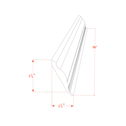 Slim White - Crown Molding - 96"W x 2-5/8"H x 2-3/8"D