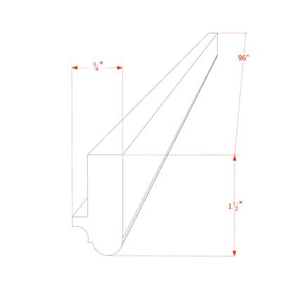 Ash Shaker - Light Rail Molding - 96"W x 1-1/2"H x 3/4"D