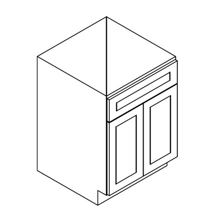Slim White - Sink Base - 2 Door & 1 False Drawer - 36"W x 34-1/2"H x 24"D