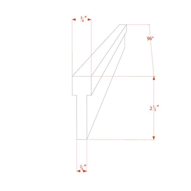 White Shaker - Crown Molding - 96"W x 2"H x 3/4"D