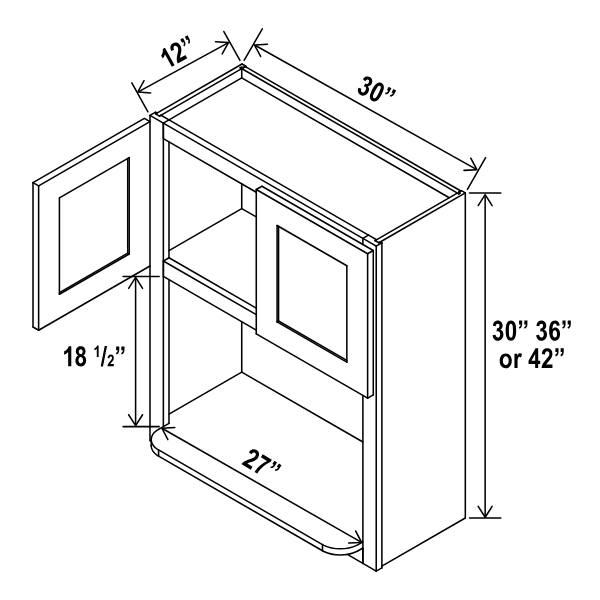 White Shaker - Appliance Wall - Microwave Shelf w/ 2 Door - 30"W x 30"H x 12"D