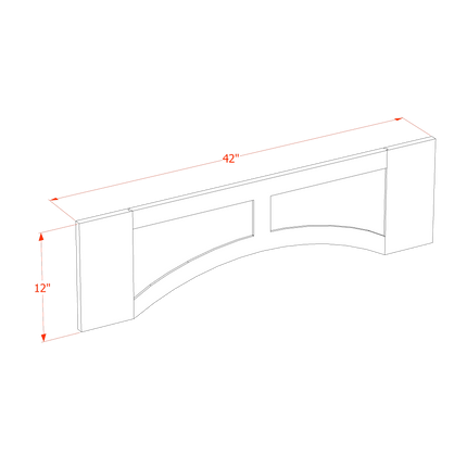 Ash Shaker - Valance w/ Raised Panel 42" Trimable to 36" - 42"W x 12"H x 3/4"D