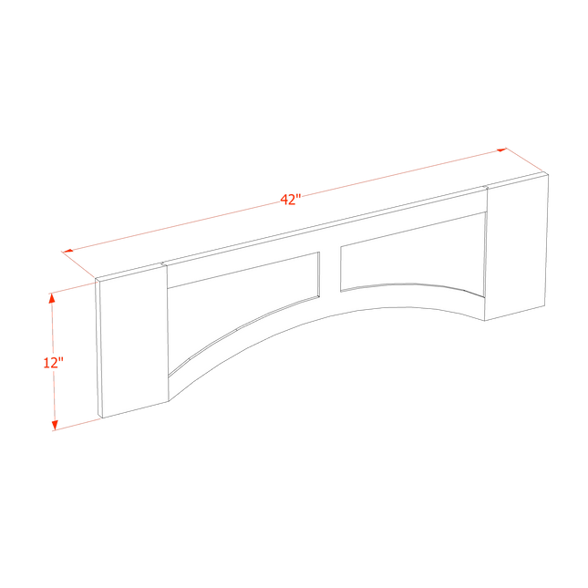 Ash Shaker - Valance w/ Raised Panel 42" Trimable to 36" - 42"W x 12"H x 3/4"D