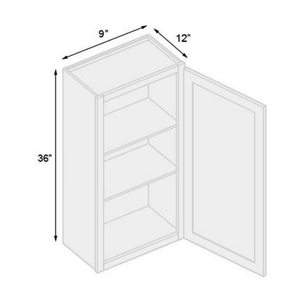 White Shaker - Standard Wall - 1 Door & 2 Shelf - 21"W x 36"H x 12"D