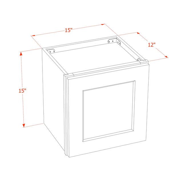 Grey Shaker - Standard Wall - 1 Door - 15"W x 15"H x 12"D