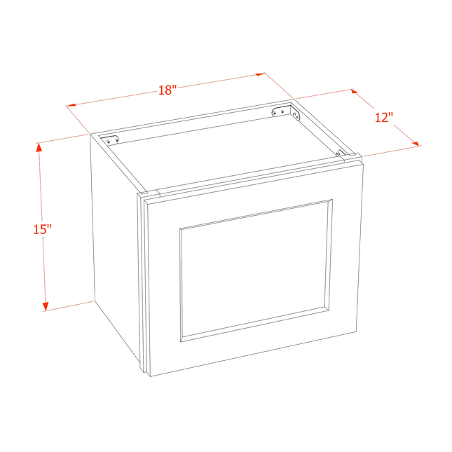 Ebony Shaker - Standard Wall - 1 Door - 18"W x 15"H x 12"D