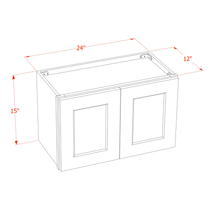 Ebony Shaker - Standard Wall - 2 Door - 24"W x 15"H x 12"D