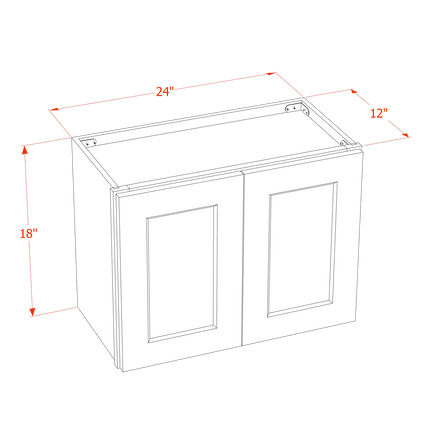 Grey Shaker - Standard Wall - 2 Door - 24"W x 18"H x 12"D