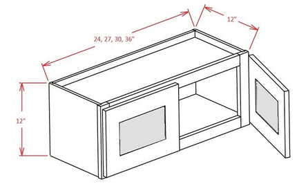 Light Grey Shaker - Standard Wall - 2 Door - 33"W x 12"H x 12"D