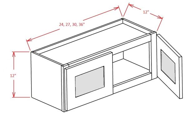 Light Grey Shaker - Standard Wall - 2 Door - 33"W x 12"H x 12"D