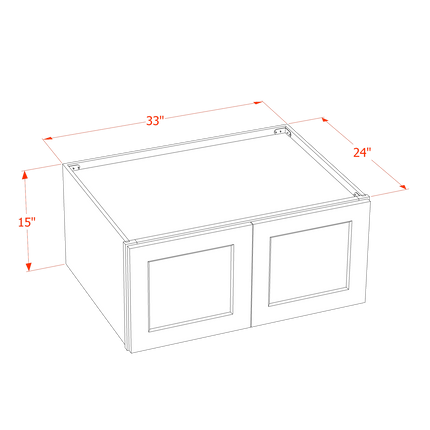 White Shaker - Standard Wall - 2 Door - 33"W x 15"H x 24"D