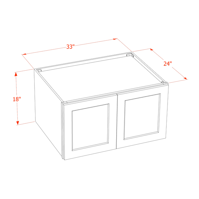 Ebony Shaker - Standard Wall - 2 Door - 33"W x 18"H x 24"D