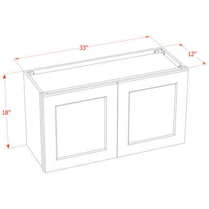 White Shaker - Standard Wall - 2 Door - 33"W x 18"H x 12"D