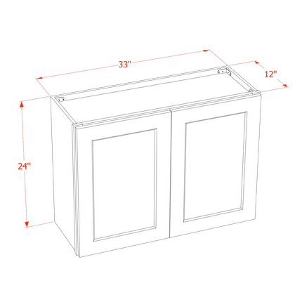 Grey Shaker - Standard Wall - 2 Door & 1 Shelf - 33"W x 24"H x 12"D