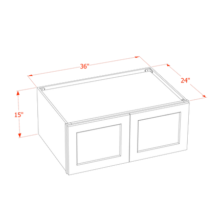 Grey Shaker - Standard Wall - 2 Door - 36"W x 15"H x 24"D