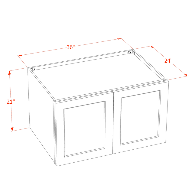 Ash Shaker - Standard Wall - 2 Door & 1 Shelf - 36"W x 21"H x 24"D