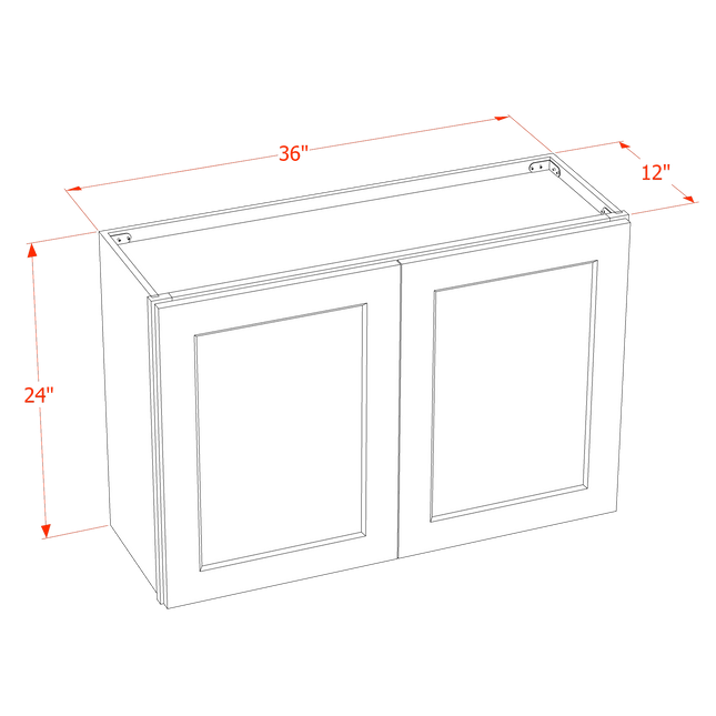 Ash Shaker - Standard Wall - 2 Door & 1 Shelf - 36"W x 24"H x 12"D