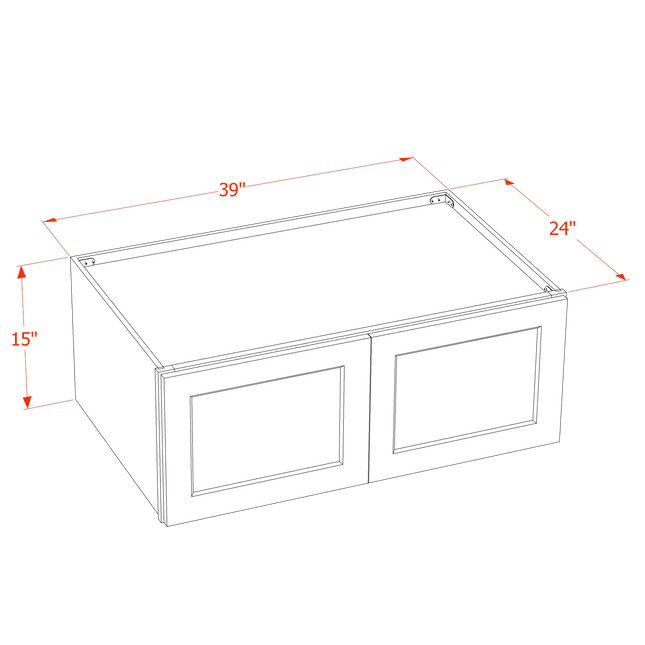 Ivory White - Standard Wall - 2 Door - 39"W x 15"H x 24"D