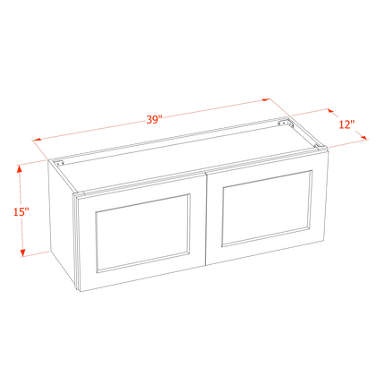 White Shaker - Standard Wall - 2 Door - 39"W x 15"H x 12"D