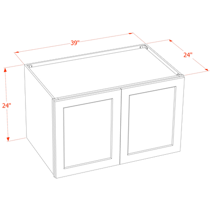 Slim White - Standard Wall - 2 Door & 1 Shelf - 39"W x 24"H x 24"D