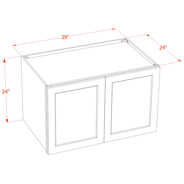 Slim Mocha - Standard Wall - 2 Door & 1 Shelf - 39"W x 24"H x 24"D