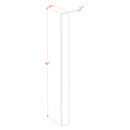 Light Grey Shaker - Wall Filler 3" - 03"W x 42"H x 3/4"D