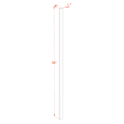 Light Grey Shaker - Wall Filler 3" - 03"W x 96"H x 3/4"D