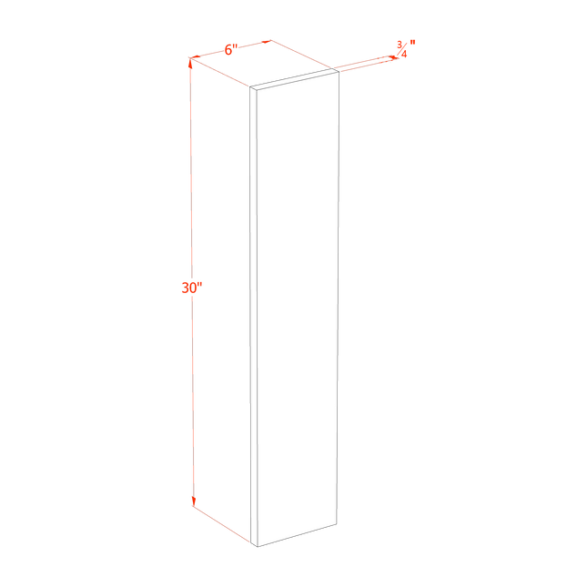 Ebony Shaker - Wall Filler 6" - 06"W x 30"H x 3/4"D