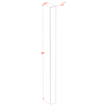 Slim White - Wall Filler 6" - 06"W x 96"H x 3/4"D