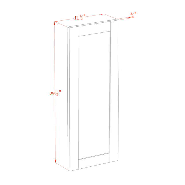 White Shaker - Wainscot Panel Wall 30" - 11-1/2"W x 20-1/2"H x 3/4"D