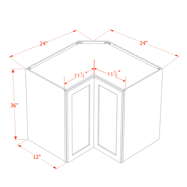 Ash Shaker - Corner Wall - Pie-cut w/ 1 Door & 2 Shelf - 24"W x 36"H x 12"D