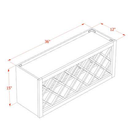 White Shaker - Wall - Wine Rack - 36"W x15"H x 12"D