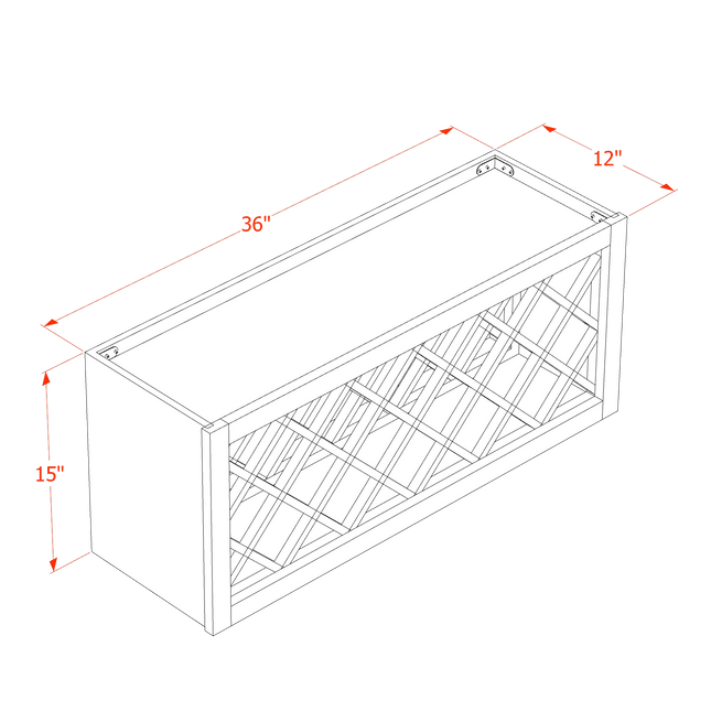 White Shaker - Wall - Wine Rack - 36"W x15"H x 12"D