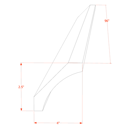 Ivory White - Crown Molding - 96"W x 2-1/2"H x 2-1/2"D