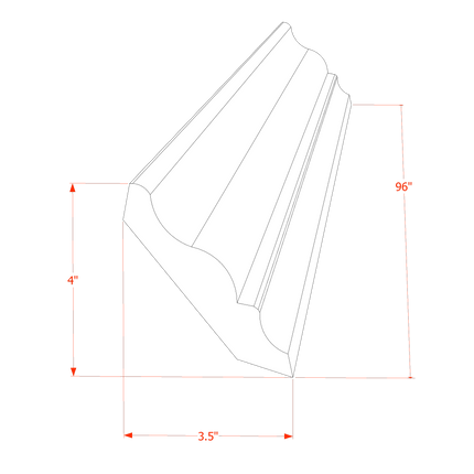 Ivory White - Crown Molding - 96"W x 3-1/2"H x 2-1/2"D