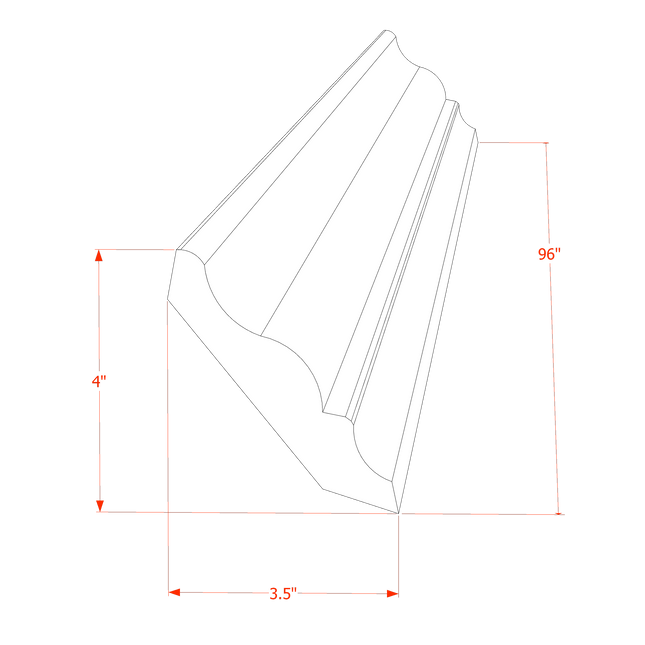 Trenton Swan White - Crown Molding - 96"W x 3-1/2"H x 2-1/2"D