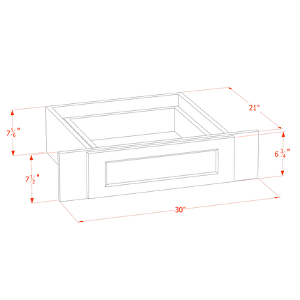 Slim White - Knee Drawer - 30"W x 7-3/16"H x 21"D
