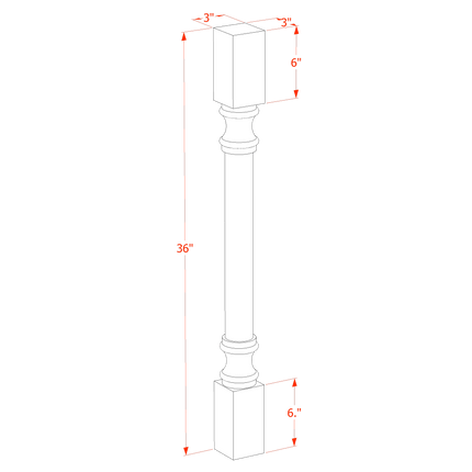Slim White - Round Roman Pillar - 03"W x 36"H x 03"D