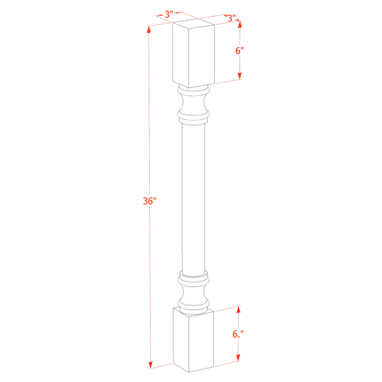 Ash Shaker - Round Roman Pillar - 03"W x 36"H x 03"D