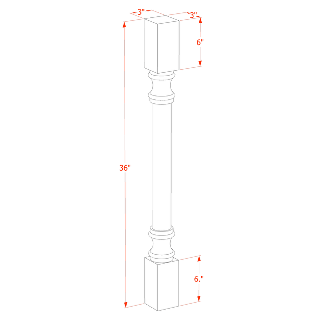 Ash Shaker - Round Roman Pillar - 03"W x 36"H x 03"D