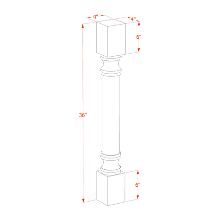 Ebony Shaker - Round Roman Pillar - 04"W x 36"H x 04"D