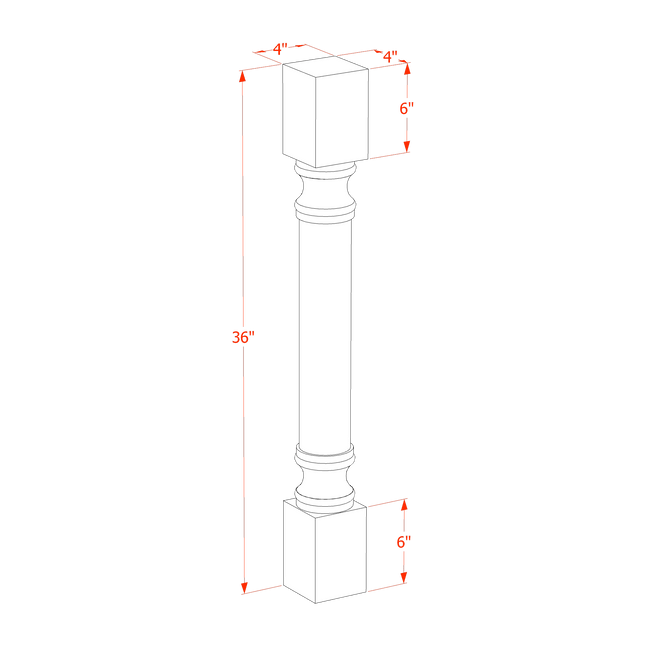 Ebony Shaker - Round Roman Pillar - 04"W x 36"H x 04"D