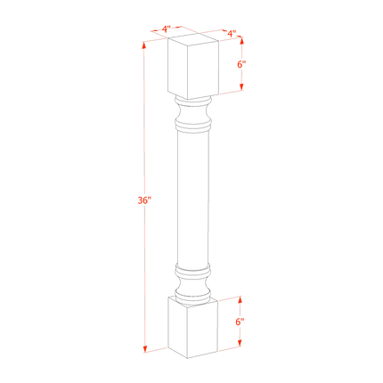 Slim White - Round Roman Pillar - 04"W x 36"H x 04"D