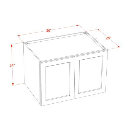 Grey Shaker - Standard Wall - 2 Door & 1 Shelf - 36"W x 24"H x 24"D