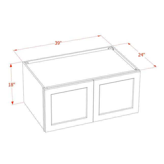 White Shaker - Standard Wall - 2 Door - 39"W x 18"H x 24"D