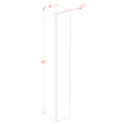 Light Grey Shaker - Wall Filler 6" - 06"W x 42"H x 3/4"D